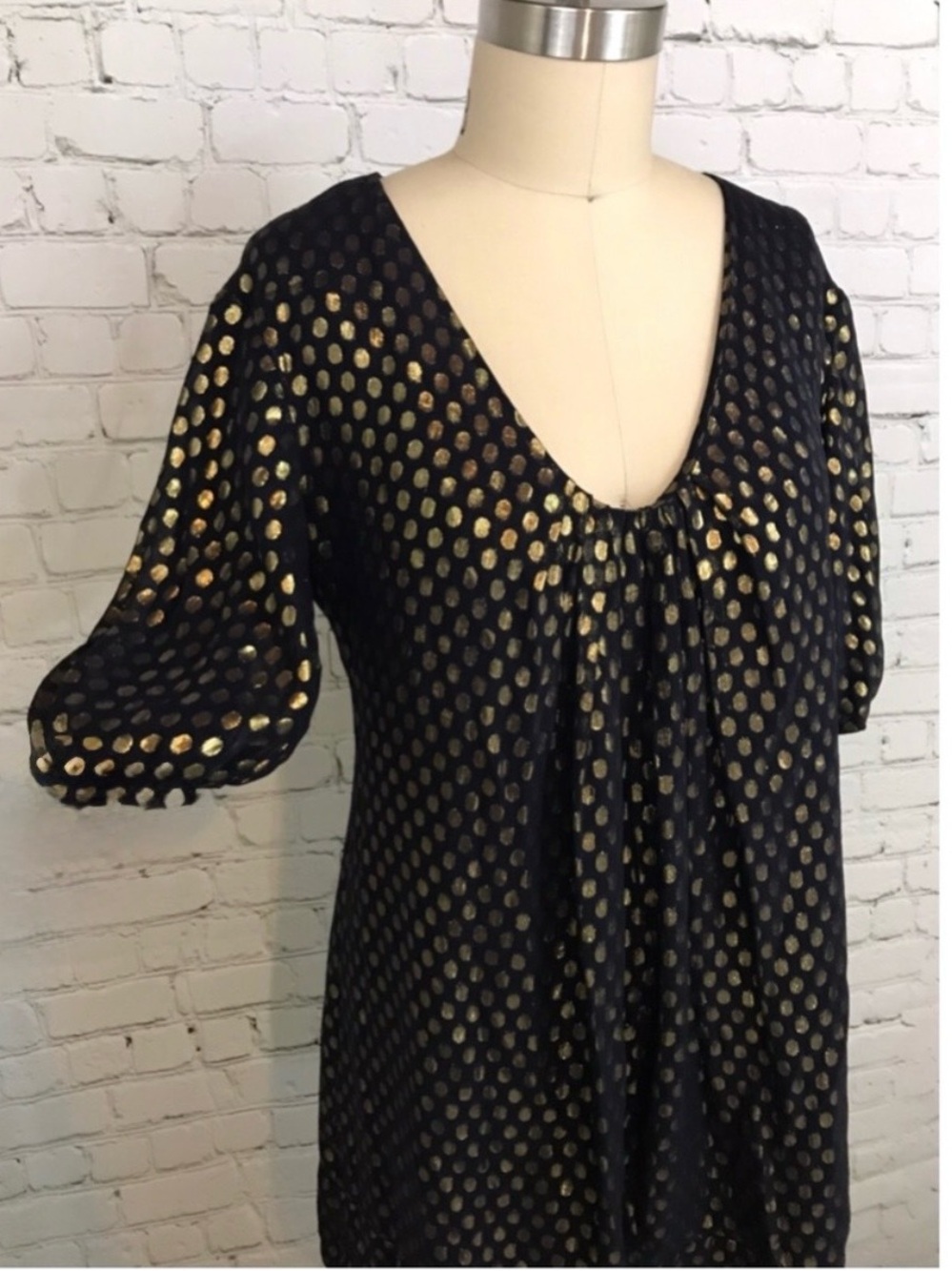 French Connection polkadot bubble sleeve dress 4 - Picture 4 of 6
